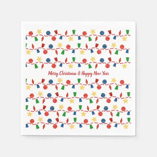 Kralenkrans met retro kerstornamenten servet (Voorkant)