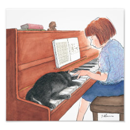 Krameer de kat op de piano foto afdruk
