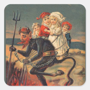 Krampus avec une charge d'enfants Stickers de Noë