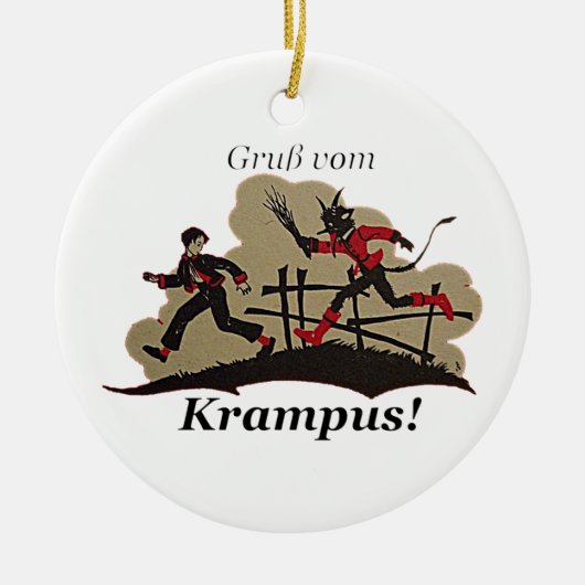 Krampus Chases Kind Keramisch Ornament (Voorkant)