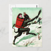 Krampus Chasing Bad Children Winter Snow Briefkaart (Voorkant / Achterkant)