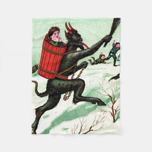 Krampus Chasing Bad Children Winter Snow Fleece Deken (Voorkant)