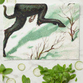 Krampus Chasing Bad Children Winter Snow Theedoek (Gevouwen)