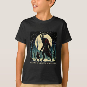Krampus Dark Winter Vakantie Wandelen in een Winte T-shirt