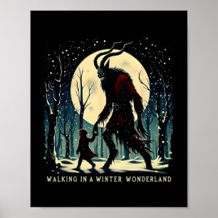 Krampus Donkere Winter Vakantie Wandelen In Een Wi Poster