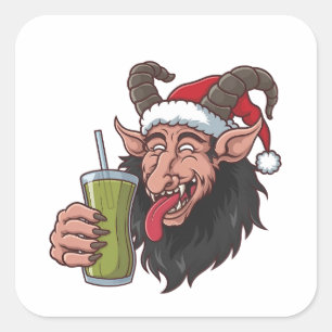 Krampus Drink groene Matcha kerst Spooky Vierkante Sticker