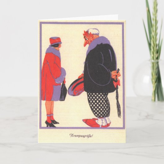 Krampus en datum feestdagen kaart (Voorkant)