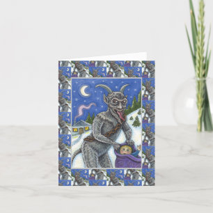 KRAMPUS EN KINDEREN DIE NAUWKEURIG ZIJN, SCHADELIJ FEESTDAGEN KAART