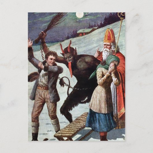 Krampus en Santa Briefkaart (Voorkant)