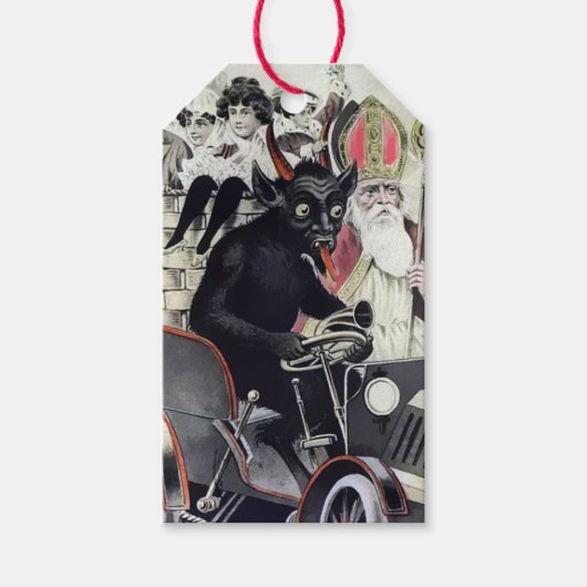 Krampus en Santa Cadeaulabel (Voorkant)