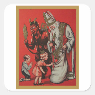 Krampus en Santa -  Krampus Vierkante Sticker