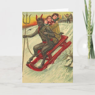 Krampus en zijn drietand feestdagen kaart