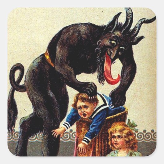 Krampus Enfants en panier Stickers de Noël de vaca (Devant)