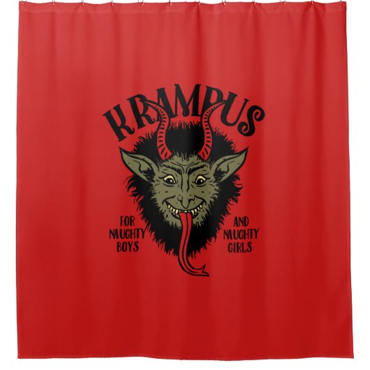 Krampus Face Naughty Douchegordijn (Voorkant)