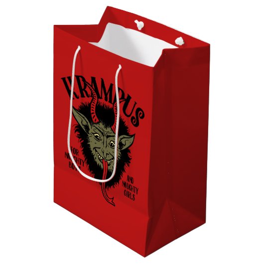 Krampus Face Naughty Gift Bag Medium Cadeauzakje (Voorkant Gekanteld)