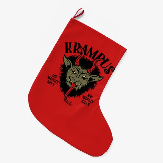 Krampus Face Naughty Kerstmis Stocking Grote Kerstsok (Voorkant (Hangend))
