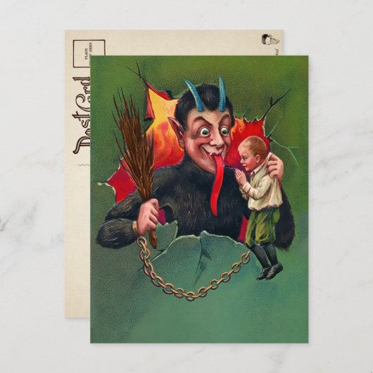  Krampus Holding Briefkaart (Voorkant / Achterkant)