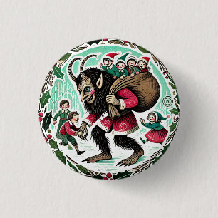 Krampus Kerst                                  Ronde Button 3,2 Cm