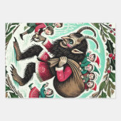 Krampus Kerstmis Inpakpapier Vel (Voorkant 3)