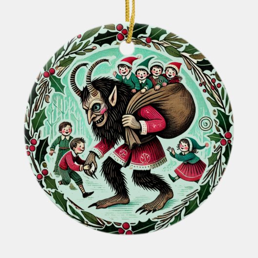 Krampus Kerstmis Keramisch Ornament (Voorkant)