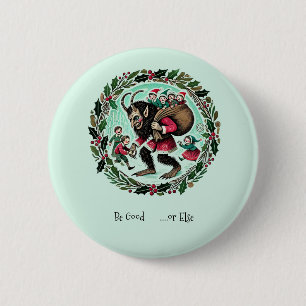 Krampus Kerstmis Ronde Button 5,7 Cm