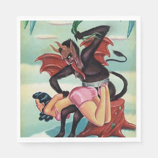 Krampus Kerstmis Servet (Voorkant)