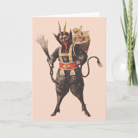 Krampus Kidnapping Children Switch Feestdagen Kaart (Voorkant)