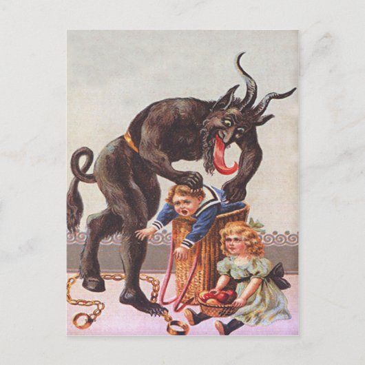 Krampus Kidnapping Kinderen Briefkaart (Voorkant)