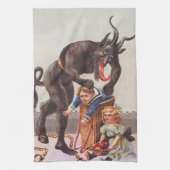 Krampus Kidnapping Kinderen Theedoek (Verticaal)