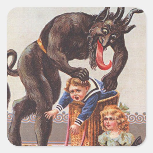 Krampus Kidnapping Kinderen Vierkante Sticker (Voorkant)