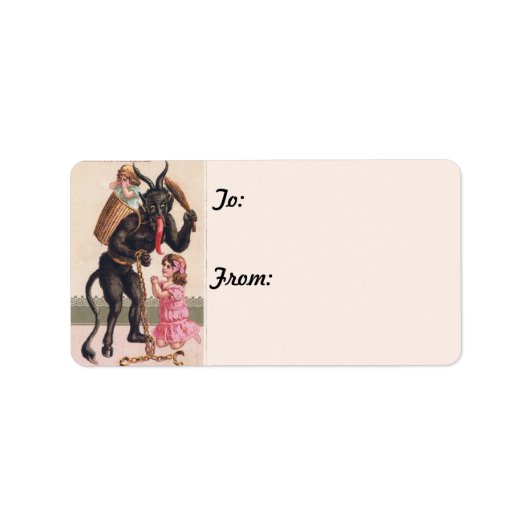 Krampus Kidnaps Kinder Labels met kerstcadeautjes (Voorkant)