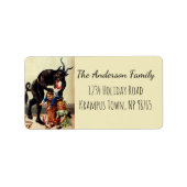 Krampus Kinder in Mand Kerstmis Etiket (Voorkant)