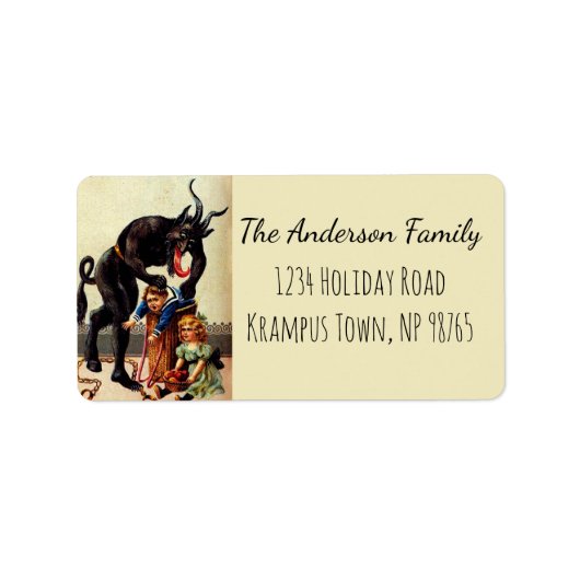 Krampus Kinder in Mand Kerstmis Etiket (Voorkant)