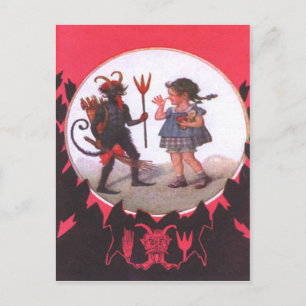 Krampus & Klein Meisje Briefkaart