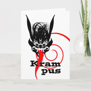 Krampus komt eraan, Krampusnacht beest met tong Feestdagen Kaart