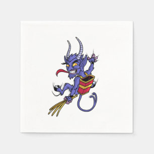 Krampus komt kerst cartoon personage illu servet