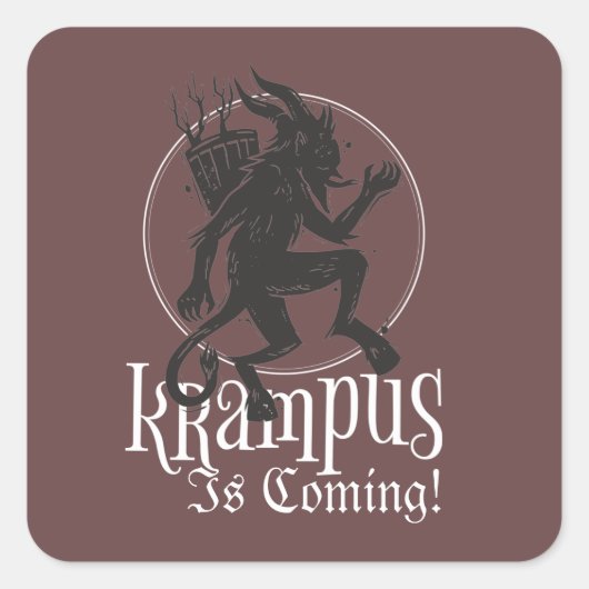 Krampus komt met kerstfeestdag vierkante sticker (Voorkant)