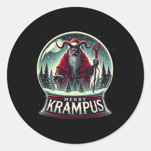 Krampus komt naar de stad Horror Merry Krampus Chr Ronde Sticker