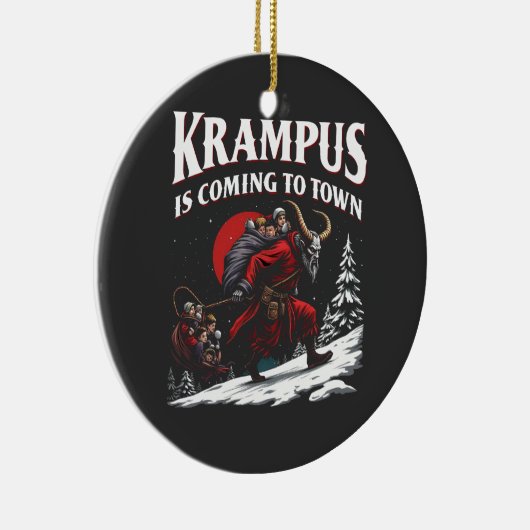 Krampus komt naar de stad Krampus Kerstmis Keramisch Ornament (Rechts)
