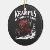 Krampus komt naar de stad Krampus Kerstmis Keramisch Ornament (Links)