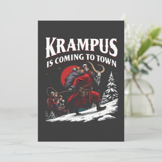 Krampus komt naar stad Krampus Kerstmis Save The Date (Staand voorkant)