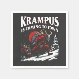 Krampus komt naar stad Krampus Kerstmis Servet