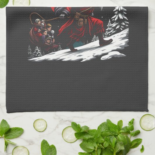 Krampus komt naar stad Krampus Kerstmis Theedoek (Gevouwen)