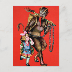  Krampus met klein meisje Briefkaart