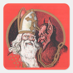 Krampus met Sint-Nicolaas-Kerst stickers
