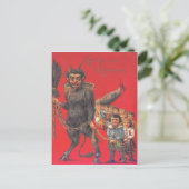 Krampus met slechte kinderen briefkaart (Staand voorkant)