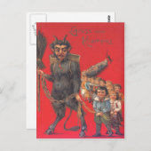 Krampus met slechte kinderen briefkaart (Voorkant / Achterkant)
