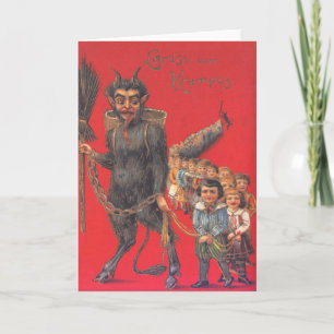 Krampus met slechte kinderen feestdagen kaart
