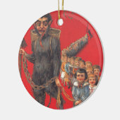 Krampus met slechte kinderen keramisch ornament (Links)
