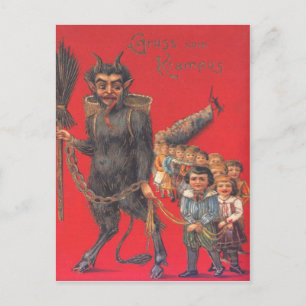 Krampus met stoute kinderen briefkaart